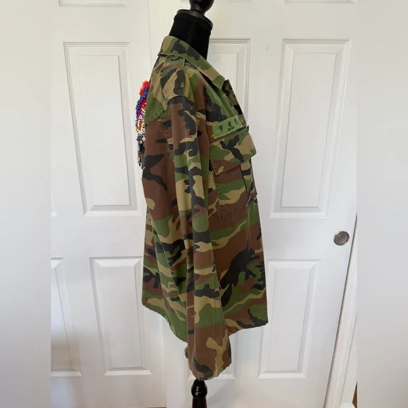 Free People Tricia Fix Camo with Colorful Embroidered Back - Picture 7 of 16